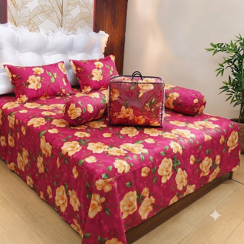 5Pcs Comforter Double Bed Twill Cotton Bedding-032