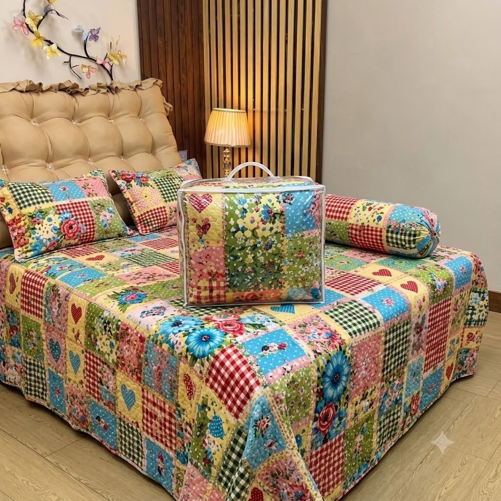 5Pcs Comforter Double Bed Twill Cotton Bedding-017